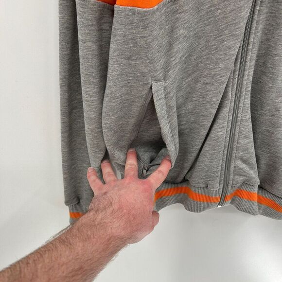 Puma Zip Up Long Sleeve Orange Gray Jacket Size Large - Picture 5 of 7